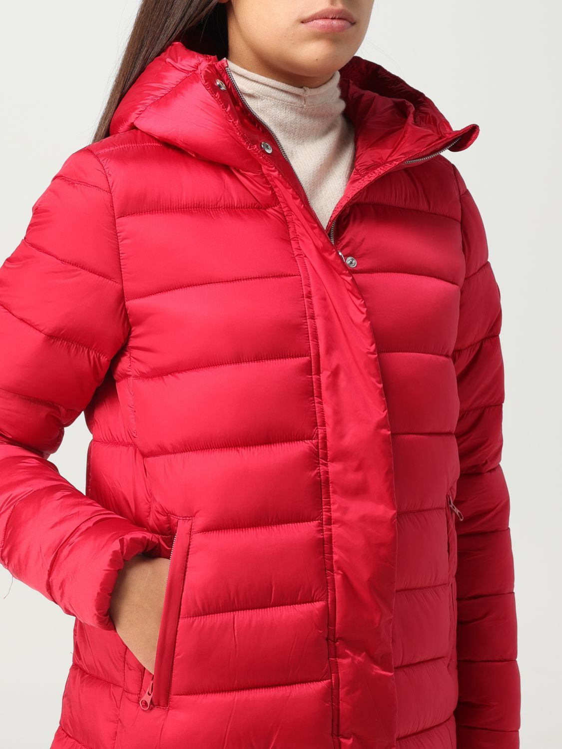 Save The Duck Hooded Quilted Coat In Red