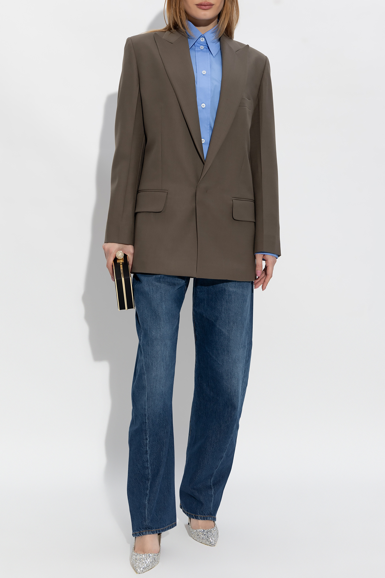 Victoria Beckham Shirt Cropped Long Sleeves In Blue