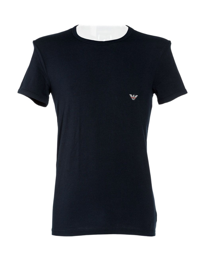 Emporio Armani Official Store Asv T-shirt Aus Jersey-lyocell-mischung Mit Zweifarbigem Mikroadler In Black
