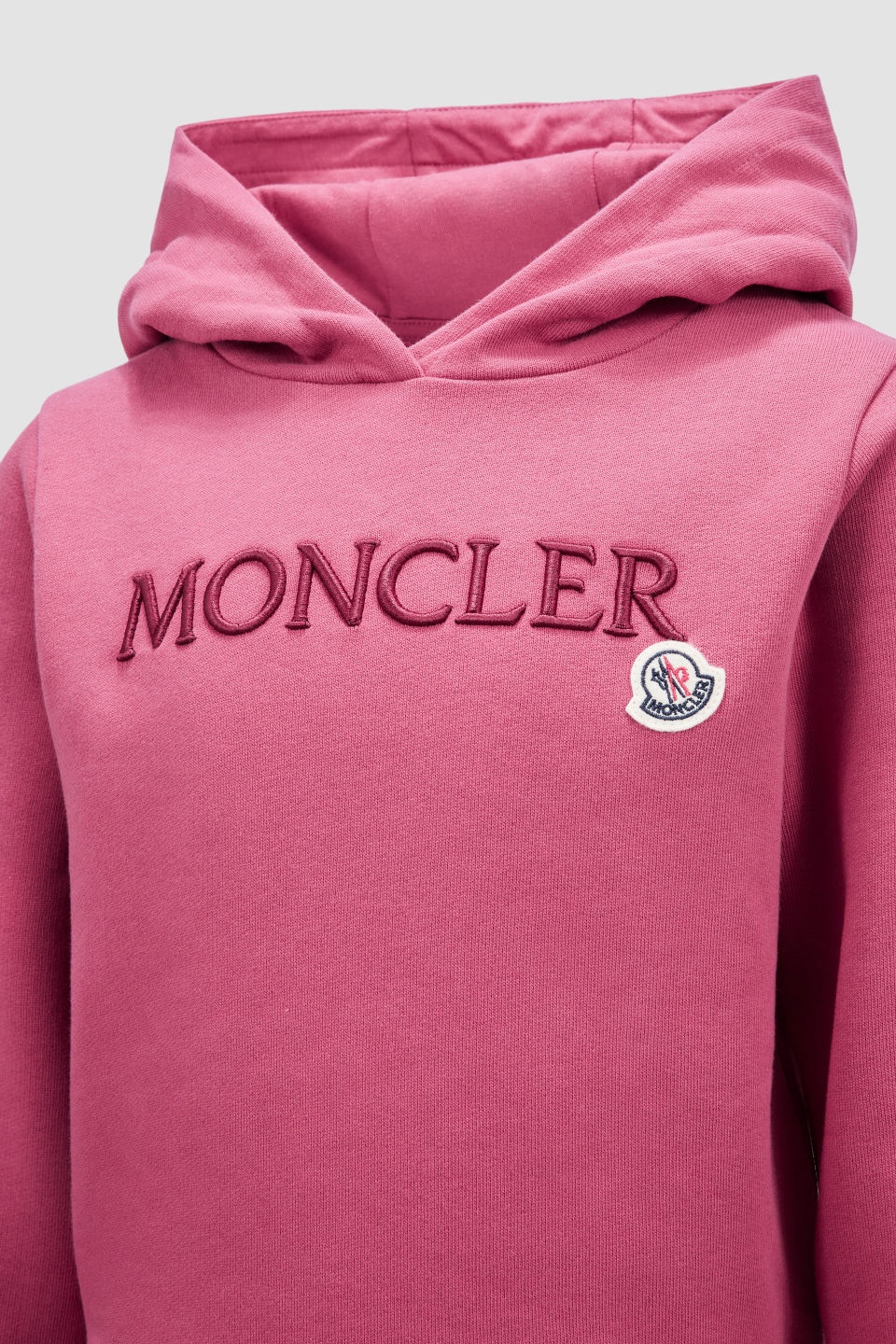 Moncler Logo-embroidered Hoodie In Red