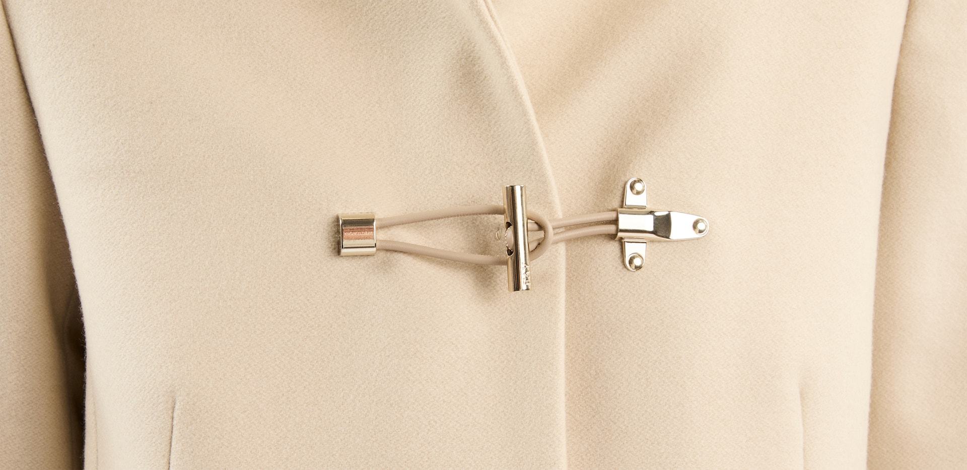 Fay Front Nylon Toggle Double Breasted Coat In Nude