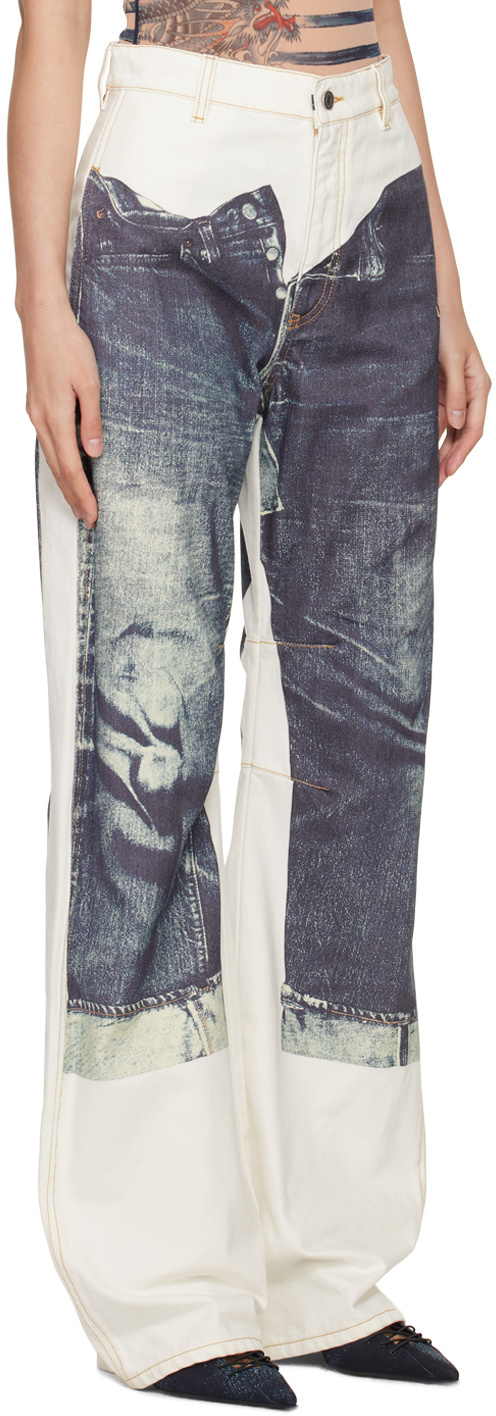 Jean Paul Gaultier White 'the Trompe L'œil' Jeans In Blue