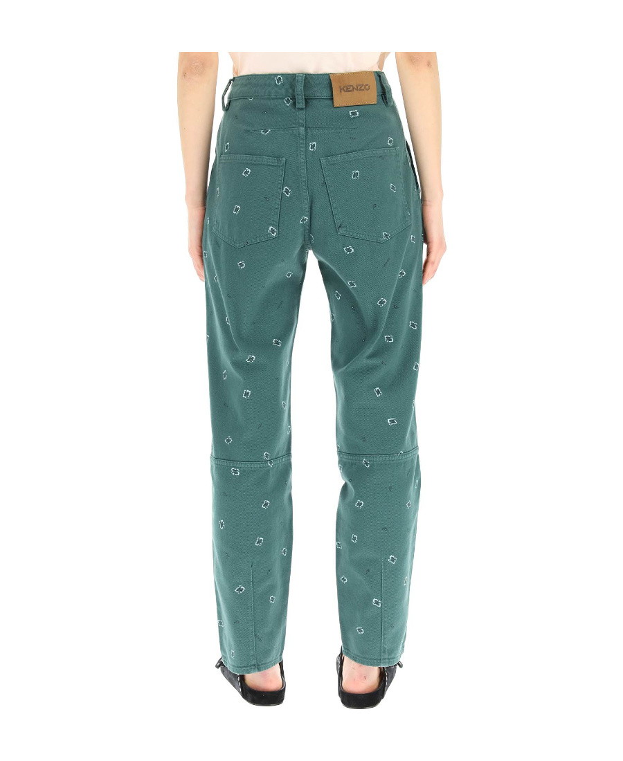 Kenzo Paisley-print Cropped Trousers In Green