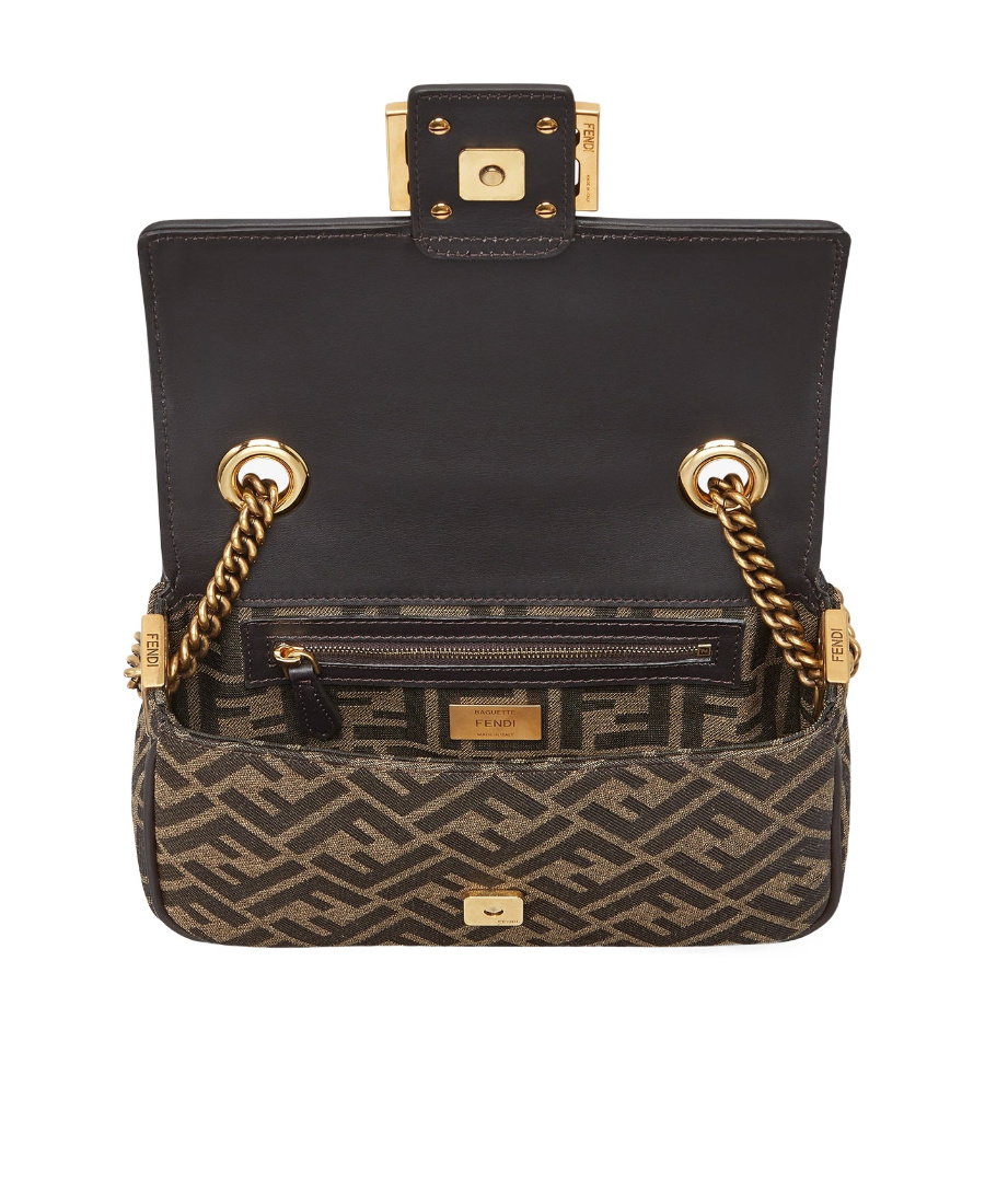 Fendi Mini Baguette Shoulder Bag In Black