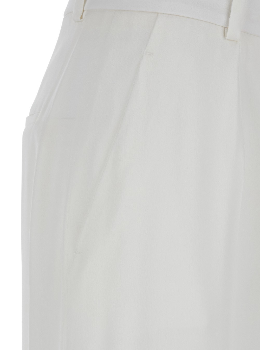 Alberta Ferretti White High Waist Pants With Concealed Closure In Silk Blend Woman In White