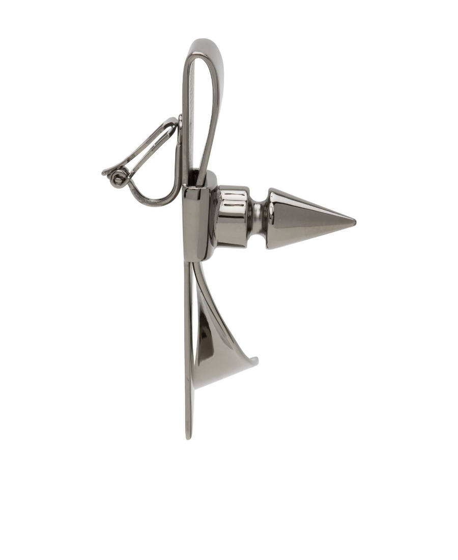 We11 Done Gunmetal Spike Ribbon Earrings In Gray
