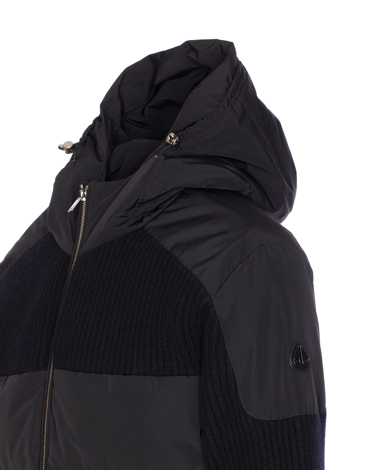 Moose Knuckles Hooded Jacket With Ribbed Texture And Zip Pockets In Black