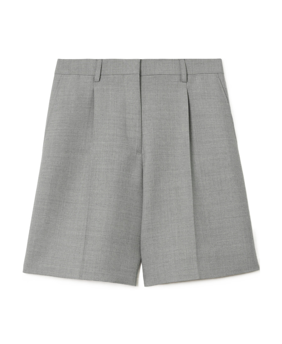 Burberry Wide-leg Wool Tailored Shorts In Gray