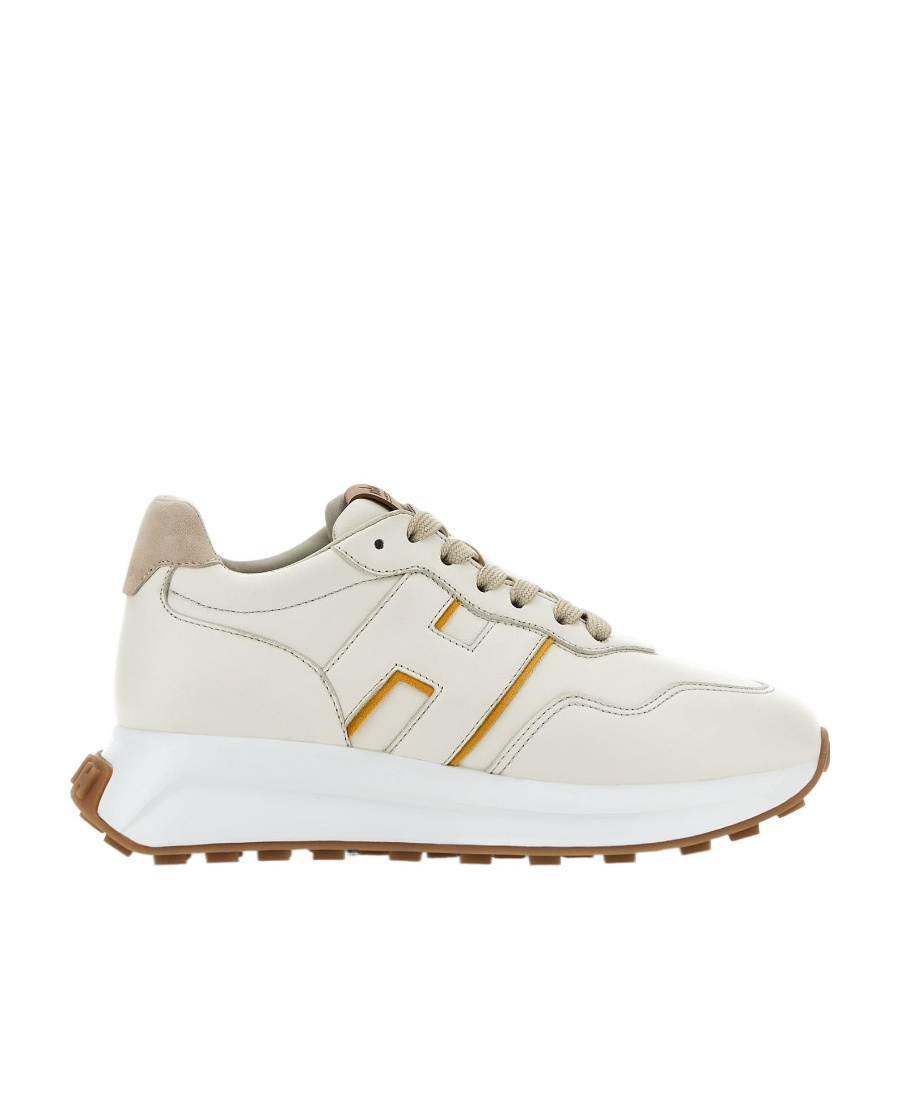 Hogan H669 Suede And Leather Sneakers In White