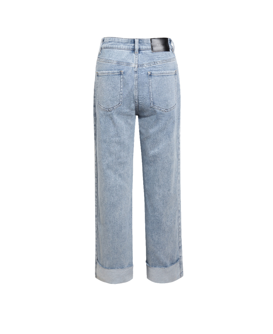 LIUREGALI STRAIGHT JEANS WITH SMILEY FACE AND CRIMPED RIM 