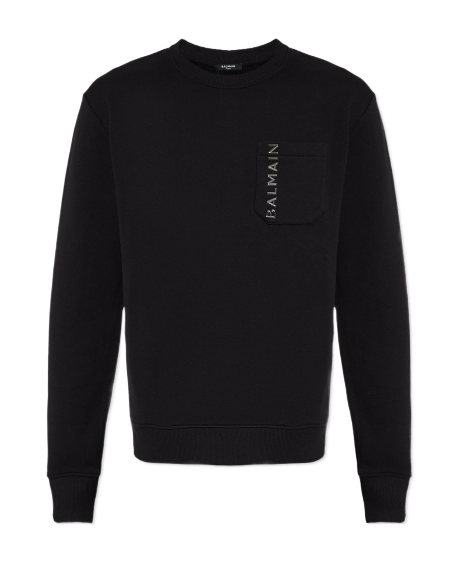 BALMAIN LOGO-LETTERING COTTON SWEATSHIRT 