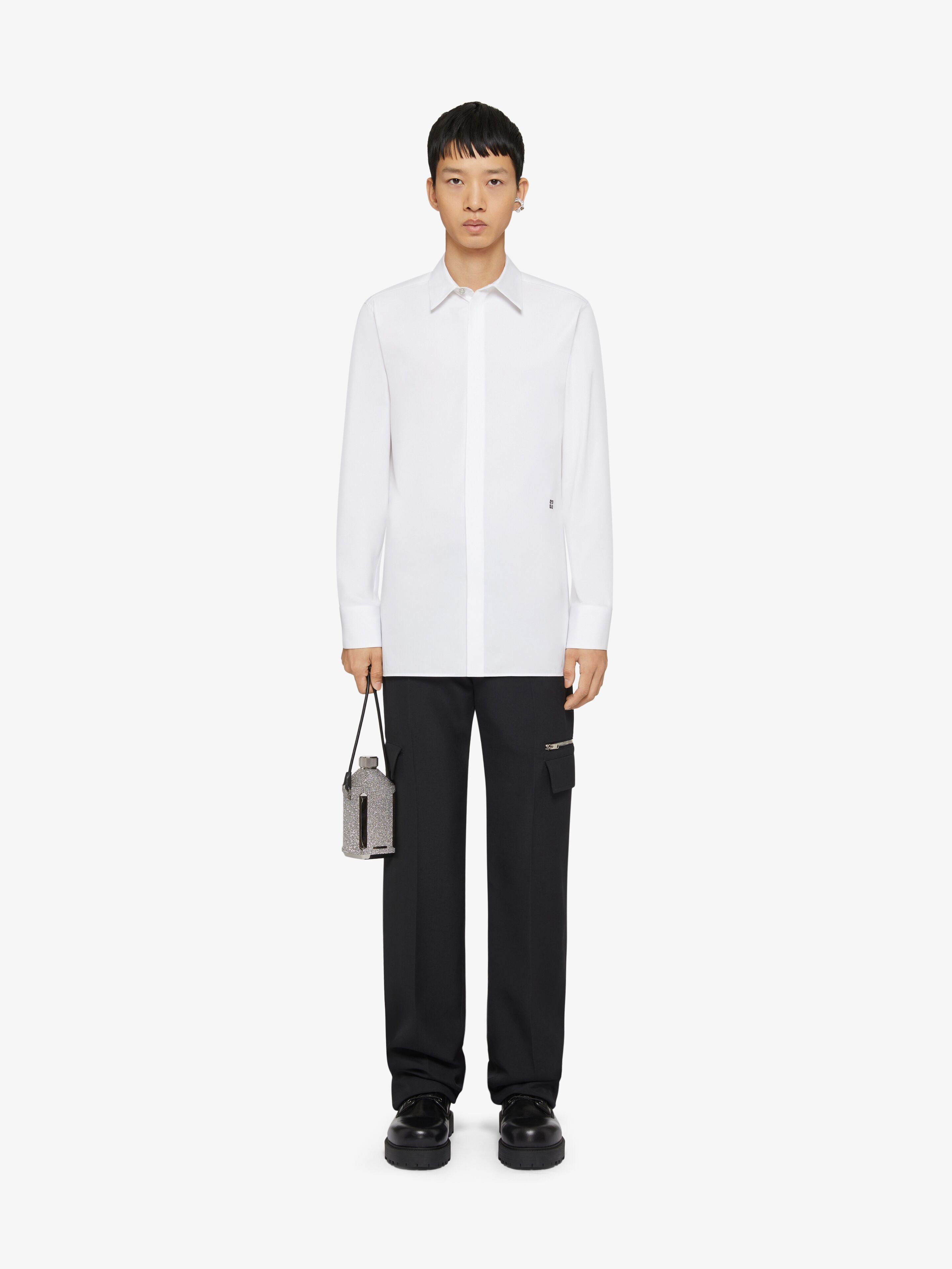 Givenchy 4g-embroidered Poplin Shirt In White