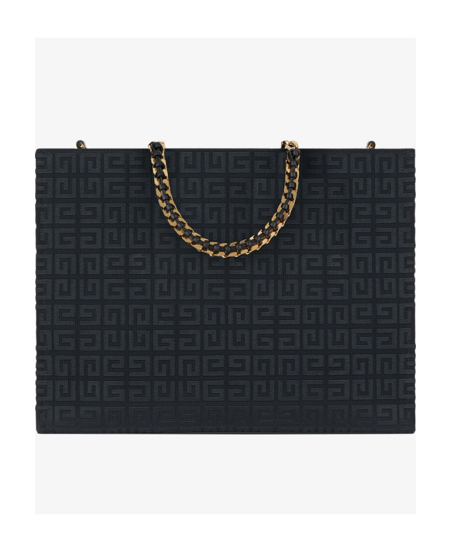 Givenchy Small G-tote Shopping Bag In 4g Embroidery With Chain In Black