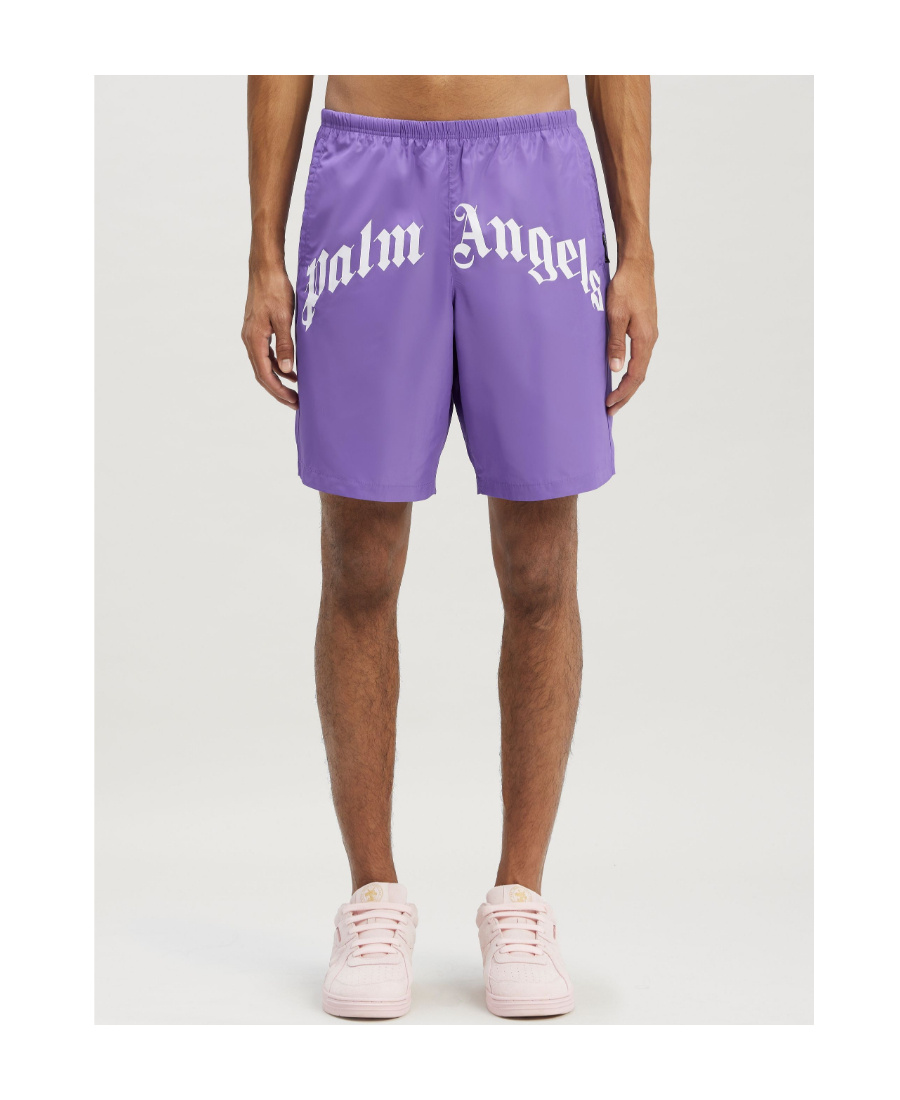 PALM ANGELS PALM ANGELS LOGO PRINTED SWIM SHORTS