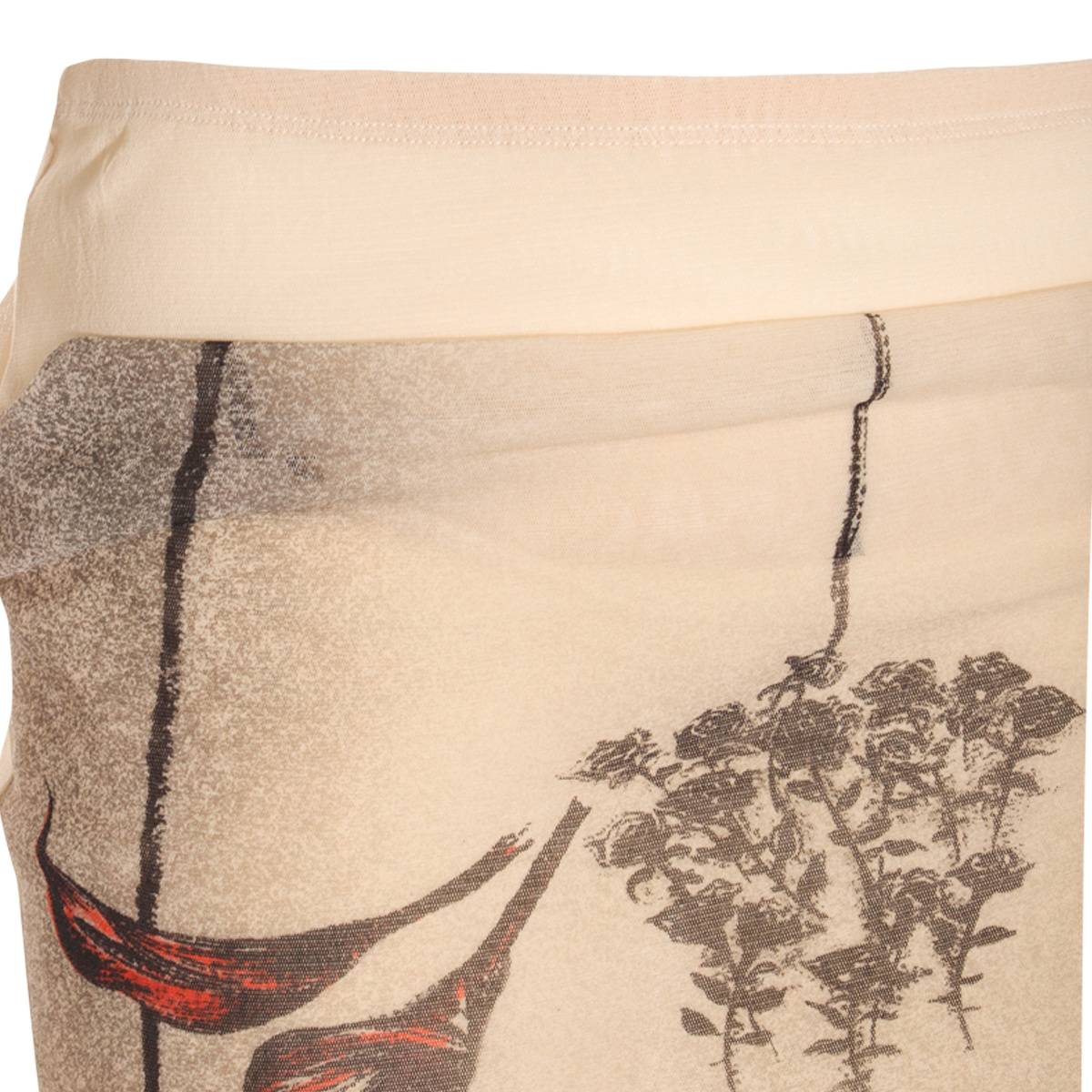 Jean Paul Gaultier Mesh Printed Double Layer Midi Skirt In Nude