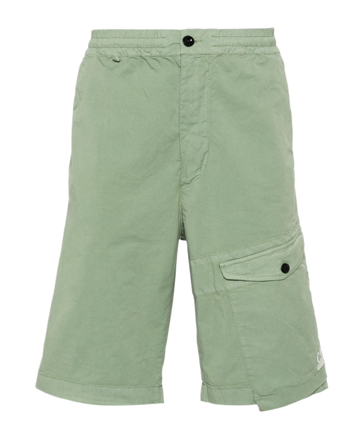 C.p. Company Sage Green Twill Stretch Shorts In Green