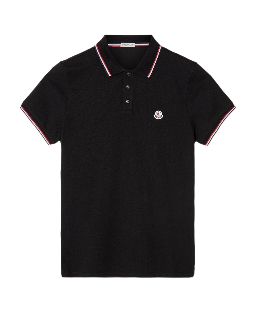 Moncler Cotton Polo Shirt With Logo In Black
