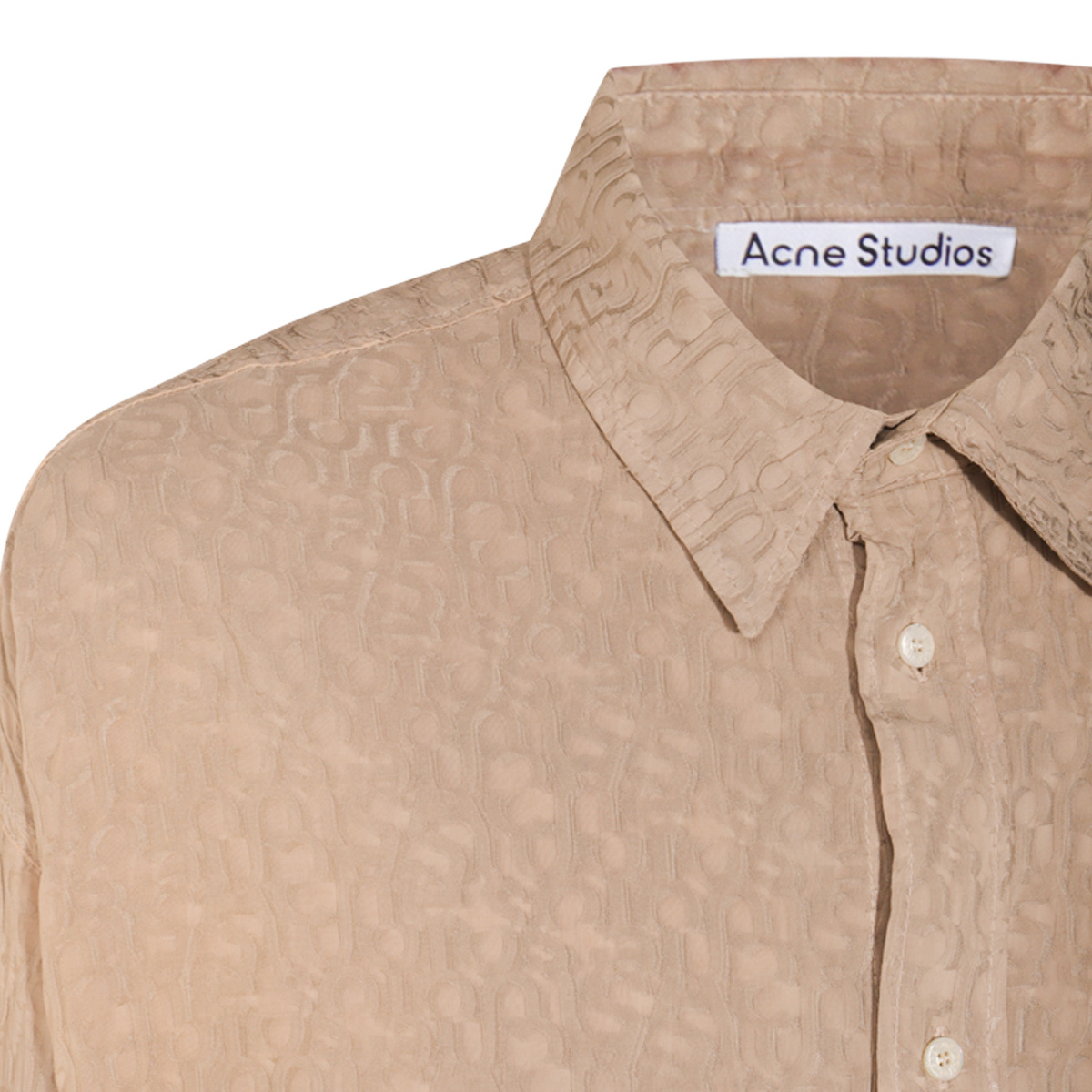 Acne Studios Short-sleeve Viscose Shirt With Classic Collar And Button-down Front In Nude
