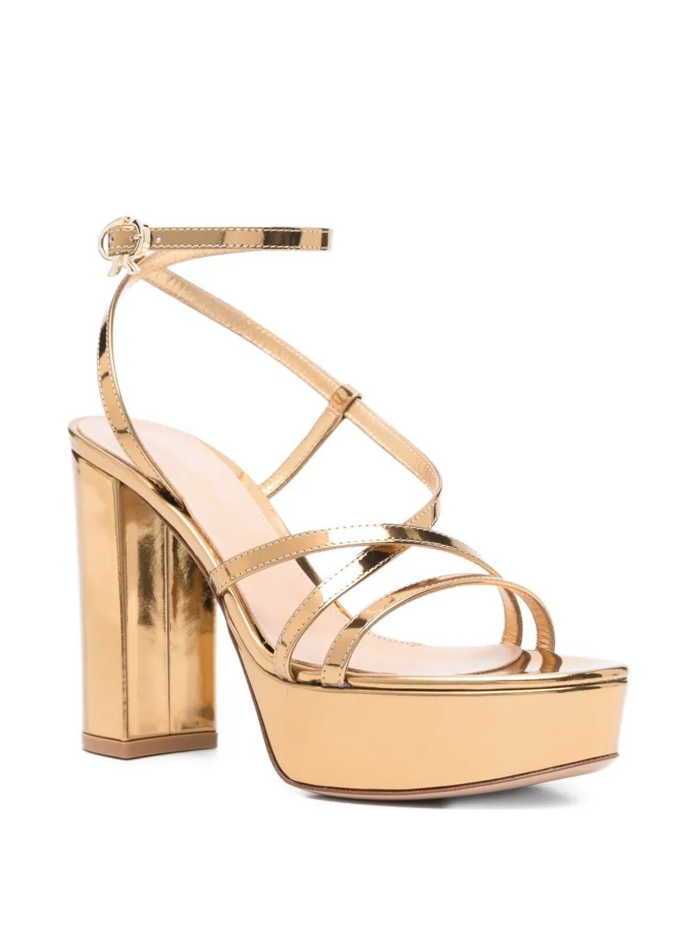 Gianvito Rossi 100mm Metallic Leather Sandals In Gold