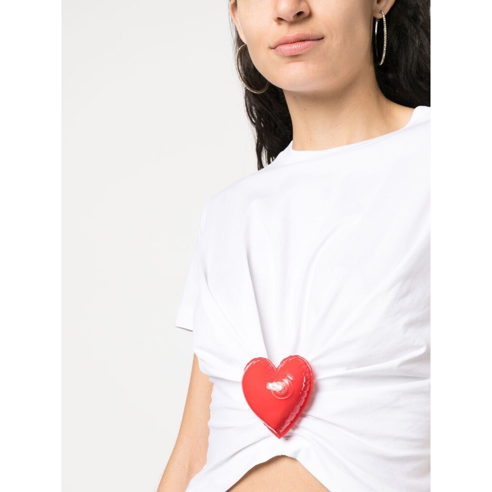 Moschino Heart-appliqué Draped T-shirt In White