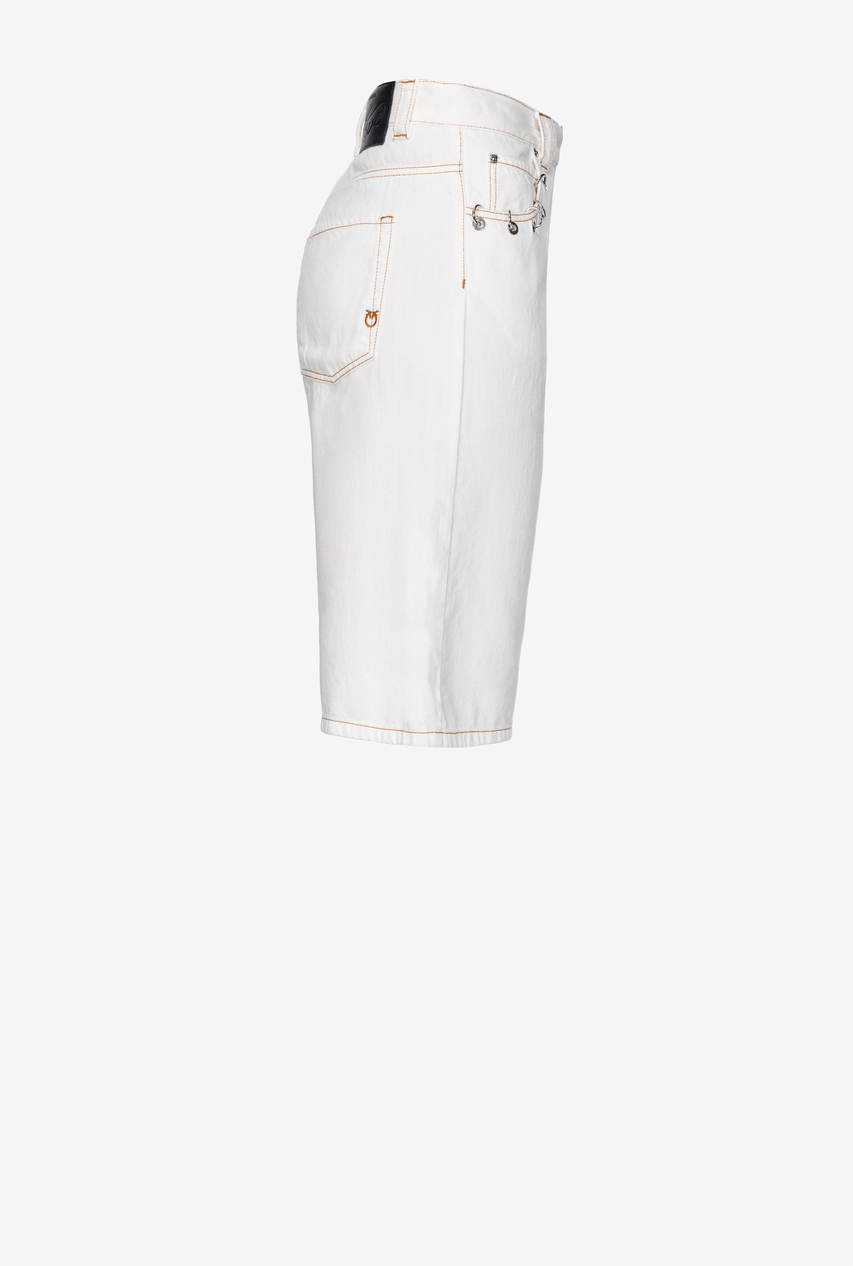 Pinko Bull Bermuda Shorts With Piercing Detail In White
