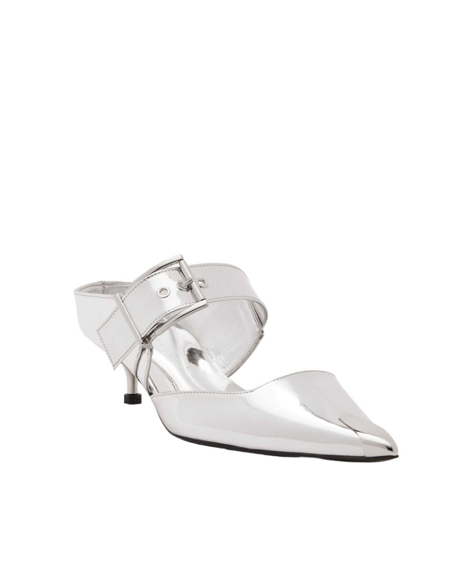 Alexander Mcqueen Pointed-toe Buckle-detailed Mules In White