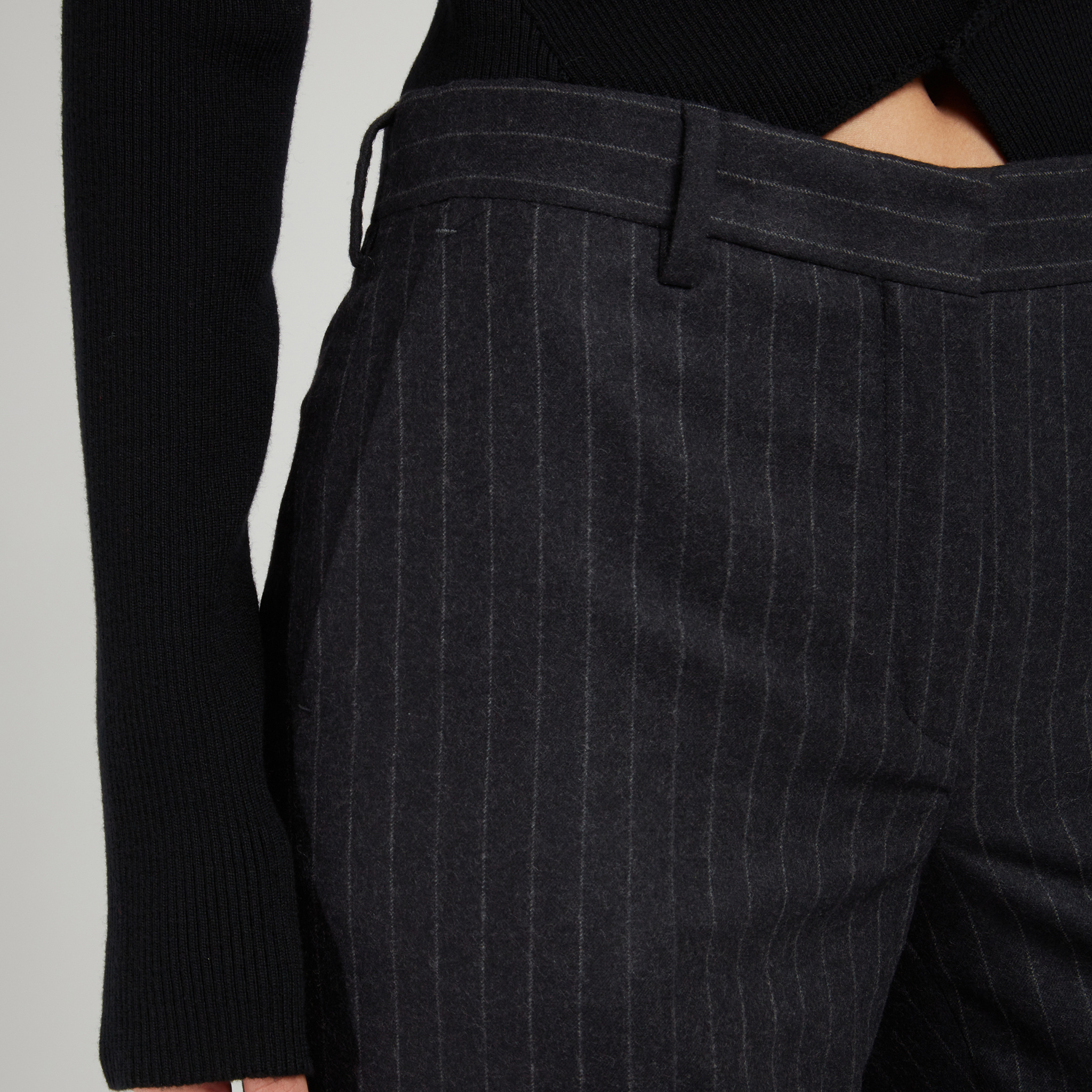 Dries Van Noten Pinstripe Flannel Parchia Trousers In Black