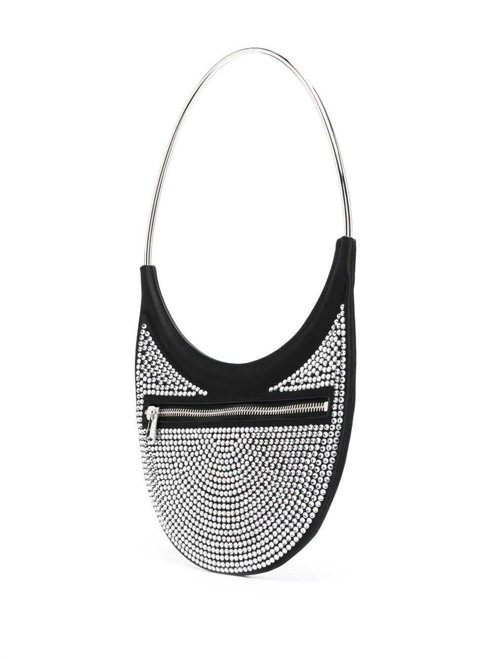 Coperni Embellished Fabric Ring Swipe Shoulder Bag In Black