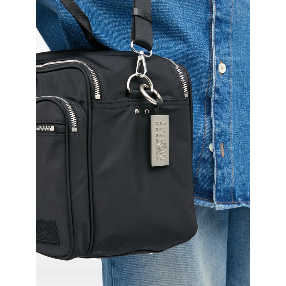 Mm6 Maison Margiela Stitched-leather Key Ring In Neutral