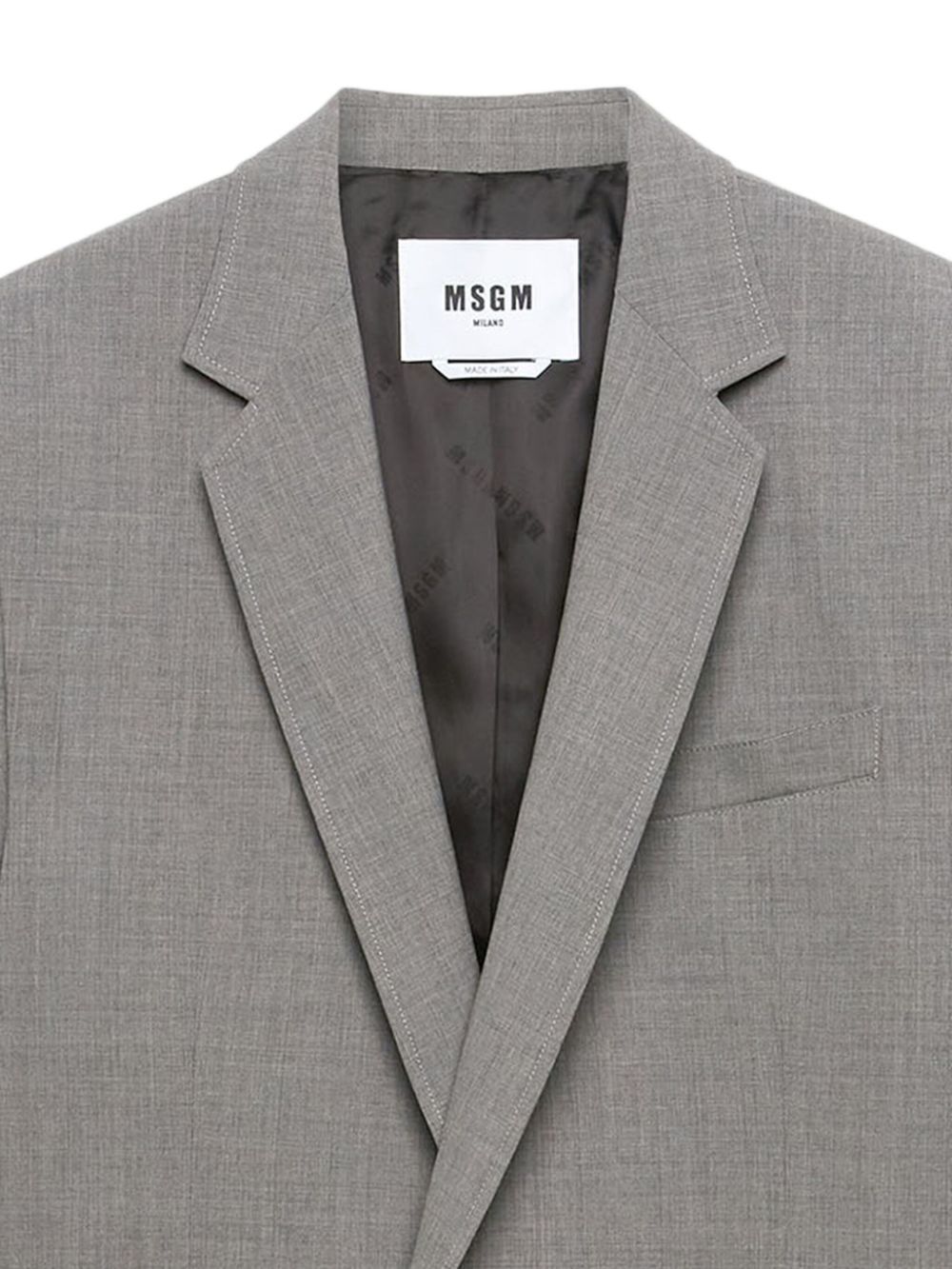 Msgm Double-breasted Mélange-effect Blazer In Gray