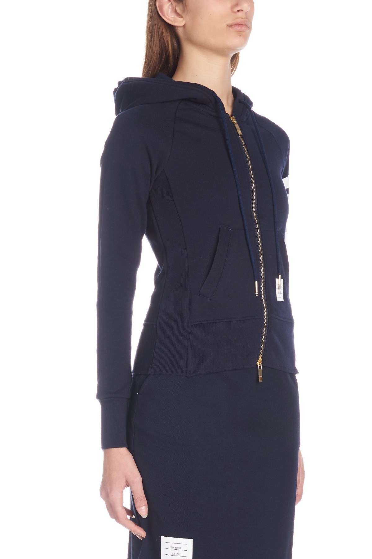 Thom Browne Navy 4-bar Loopback Full Zip Hoodie In Black