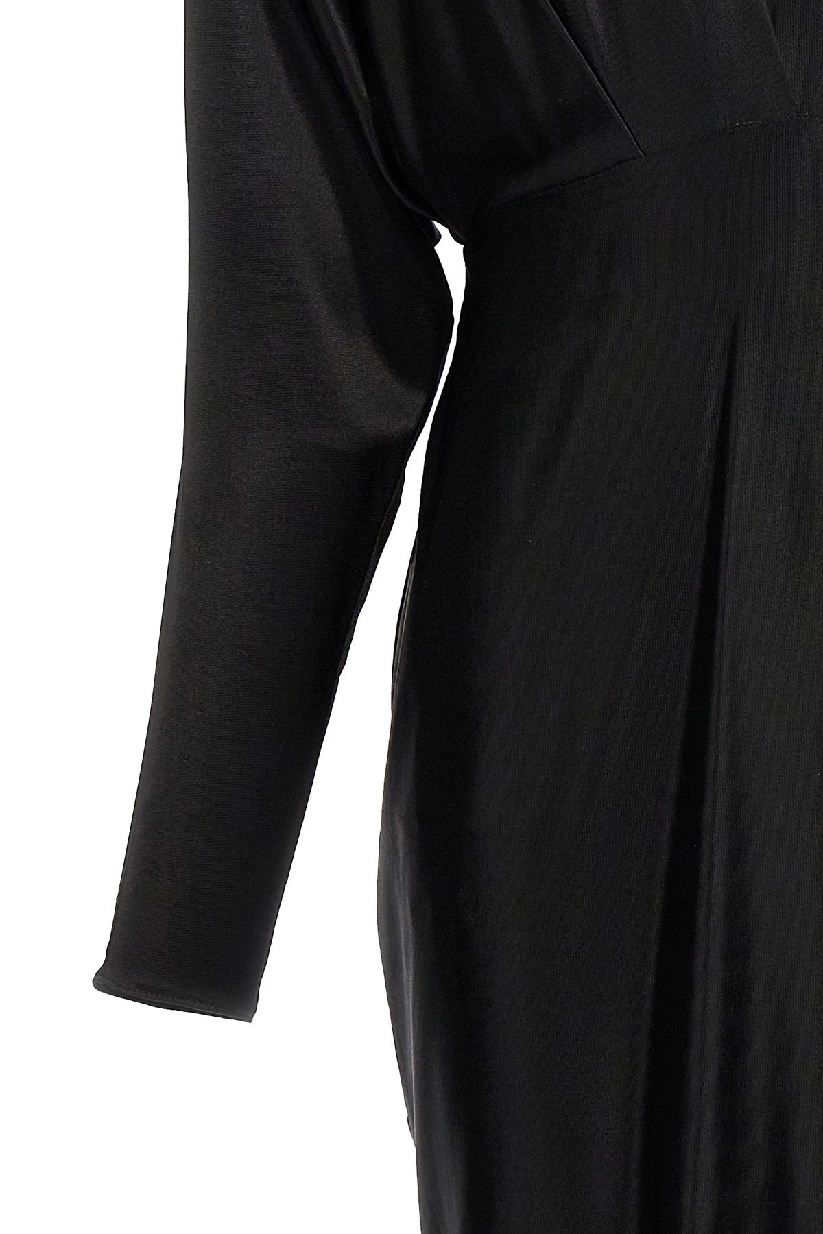Alexandre Vauthier Jersey Dress With V-neck And Shoulder Pads In Black