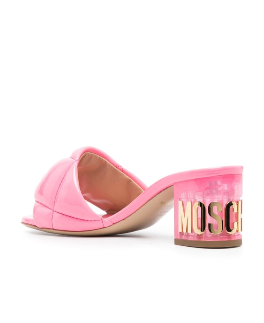 Moschino 60mm Logo-lettering Quilted Leather Mules In Pink