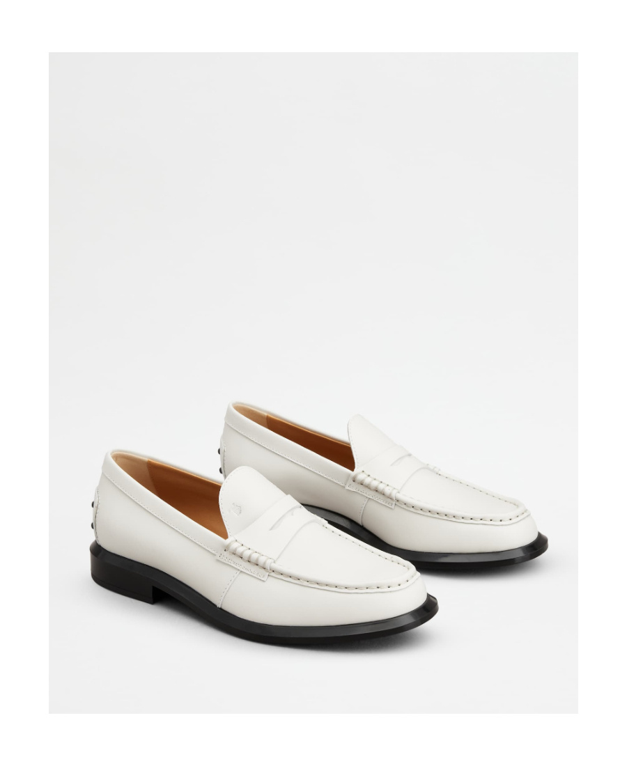 Tod's Leather Penny Loafers In White