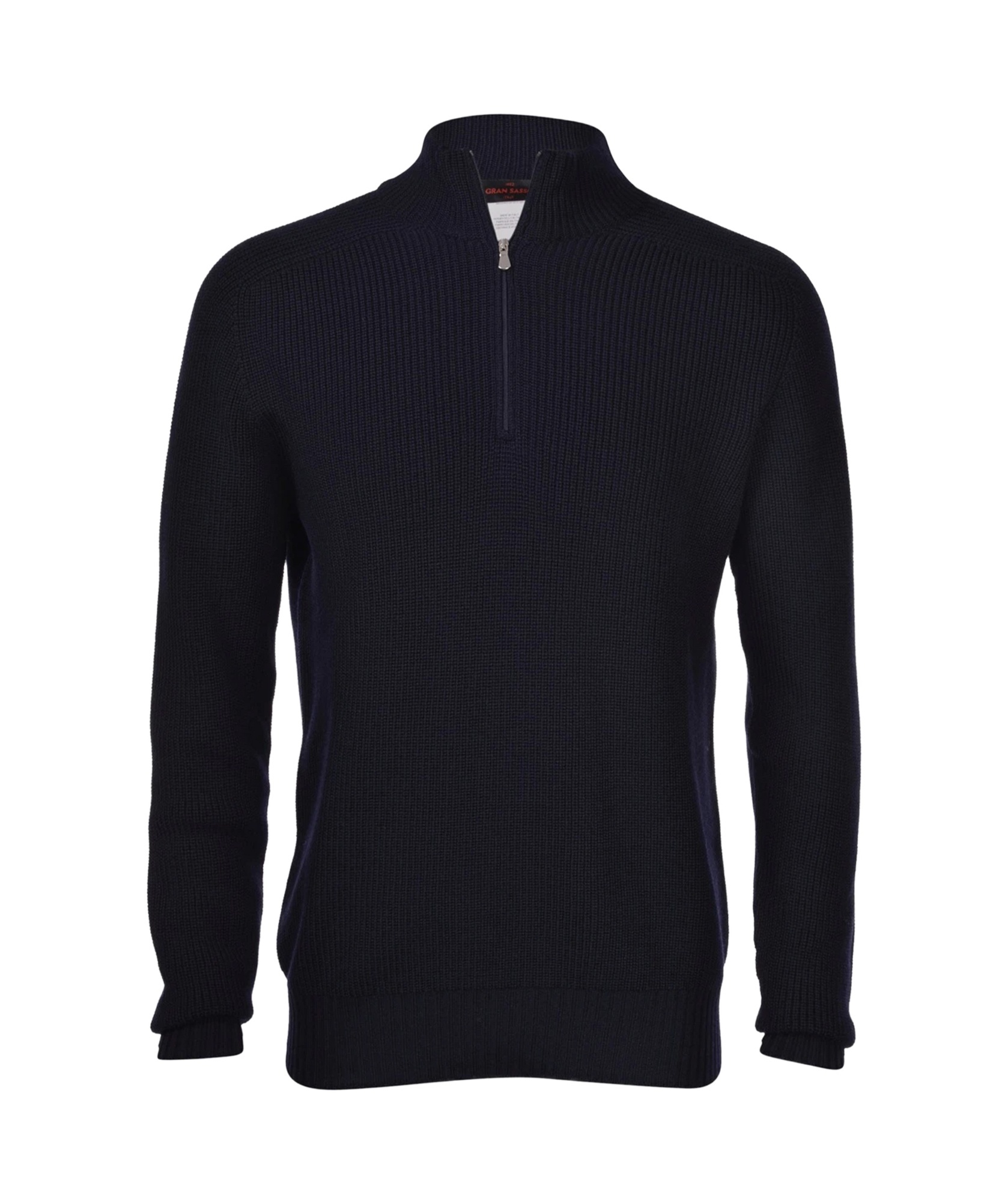 Gran Sasso Ribbed Zip-neck Sweater In Black