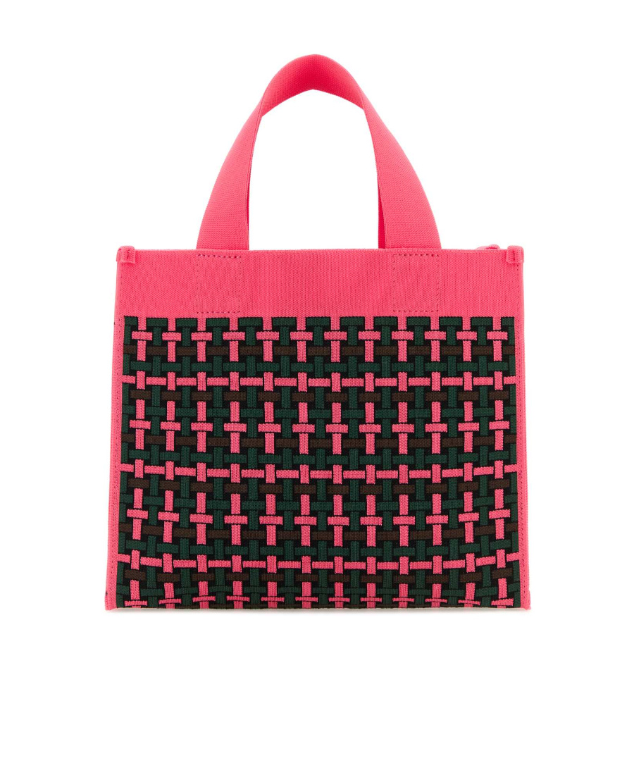Marni Logo-patch Knitted Tote Bag In Red