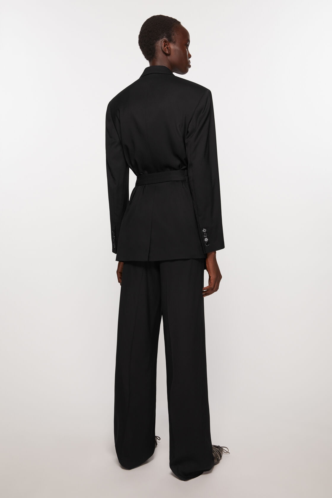 Acne Studios Double-breasted Herringbone Blazer In Black