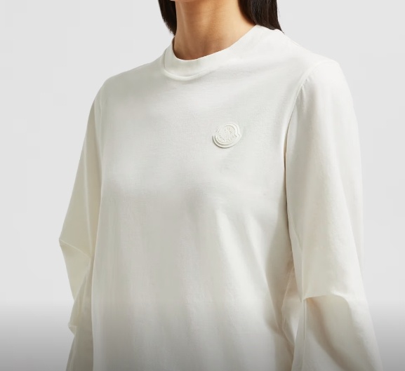 Moncler Round Collar And Long-sleeved T-shirt In White