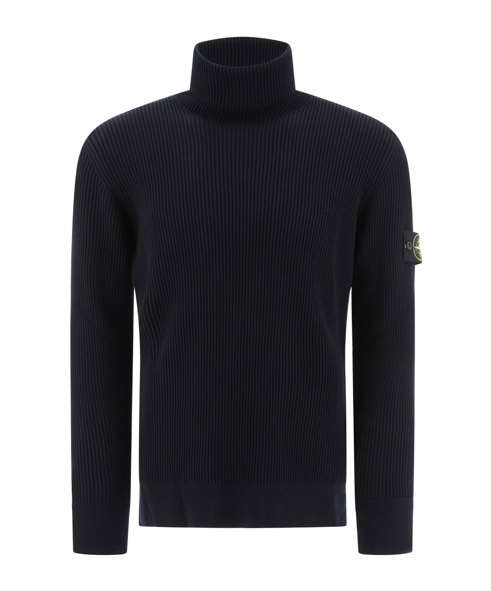 Stone Island Ghost Virgin Wool Funnel-neck Sweater In Blue