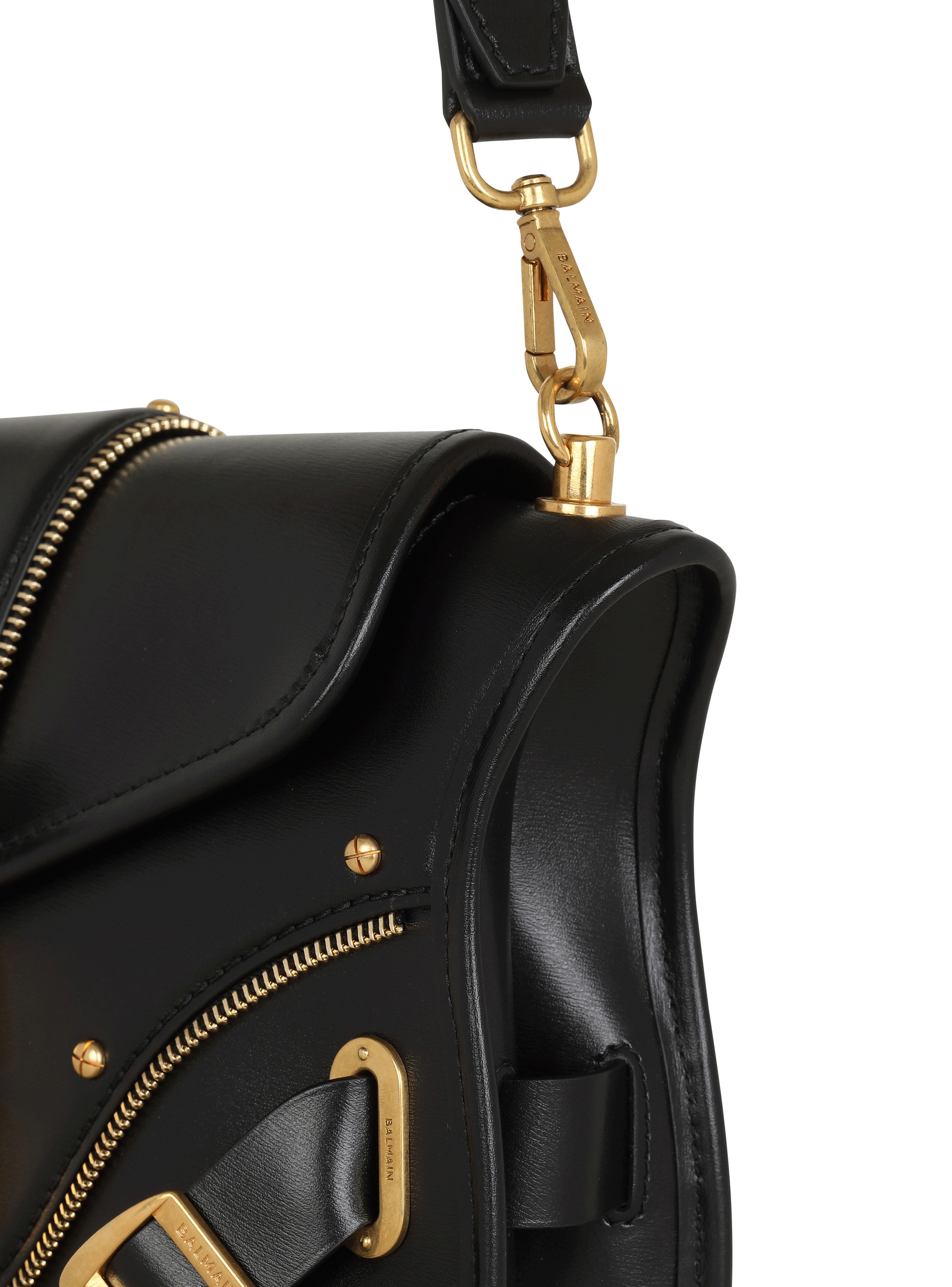 Balmain Leather Satchel Bag In Black