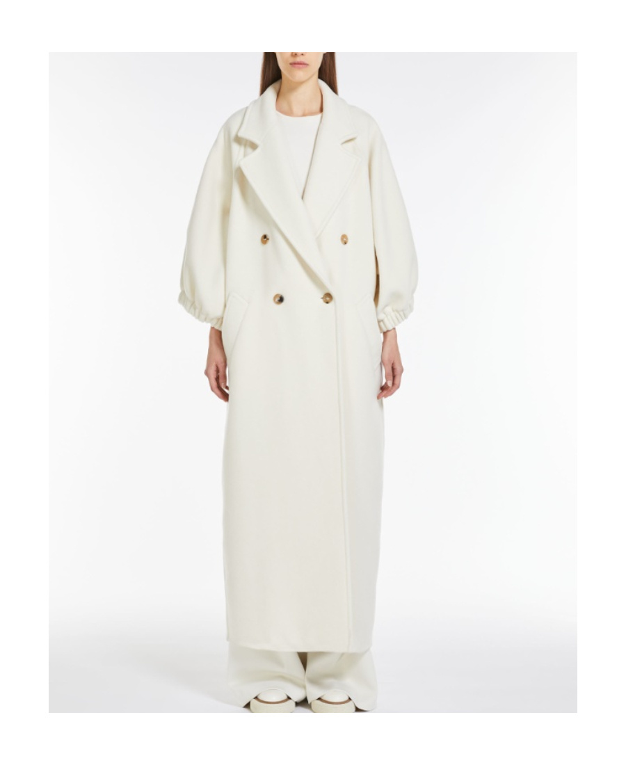 Max Mara Double-breasted Long Coat In White