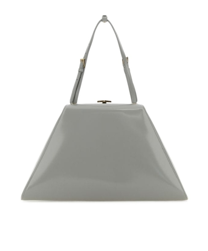 Prada Adjustable Leather Shoulder Bag With Tonal Handles In Cloud Ash