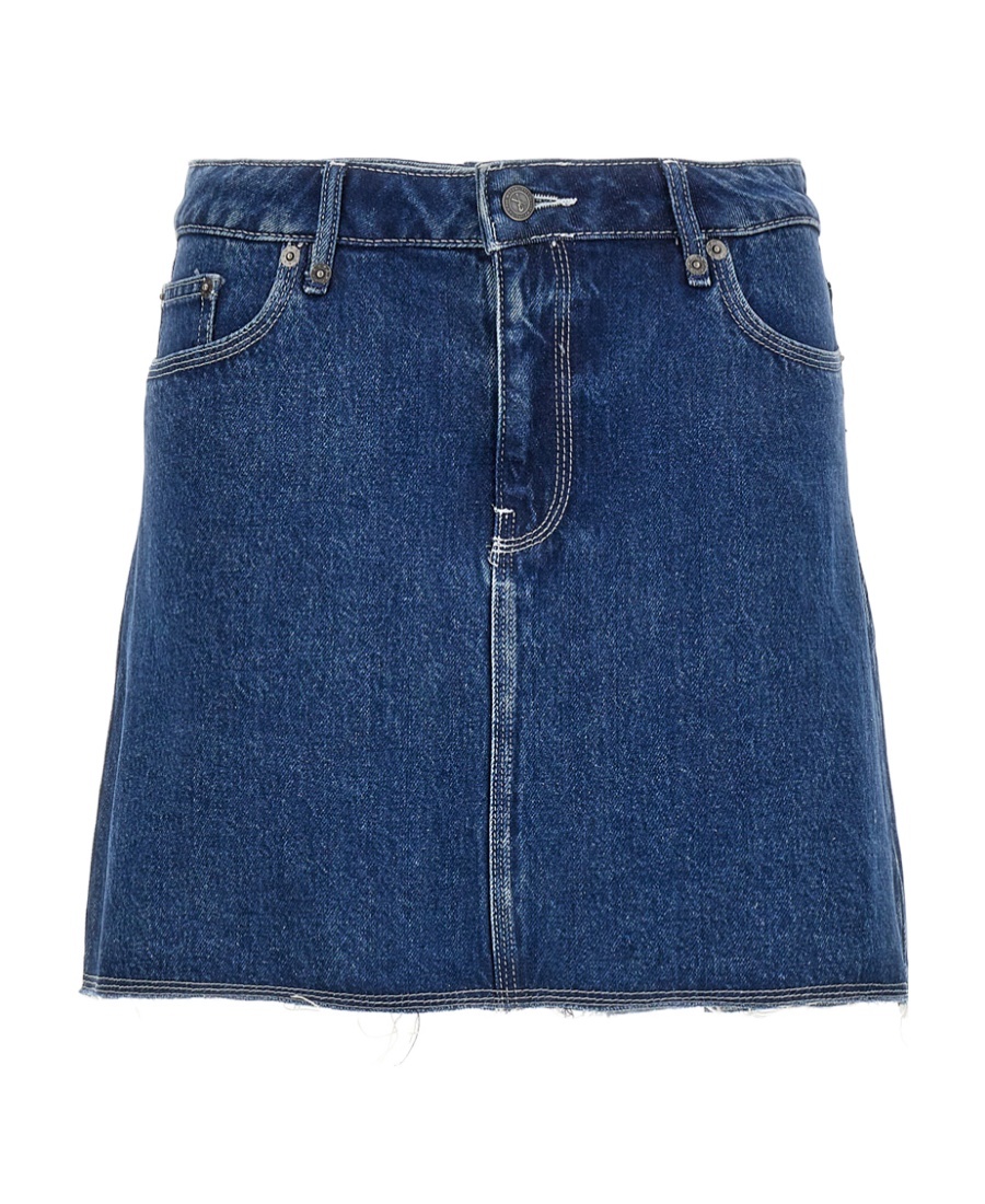 Apc Raw-hem Denim Miniskirt In Blue