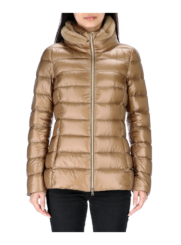 Herno Long Sleeve Down Jacket In Nude