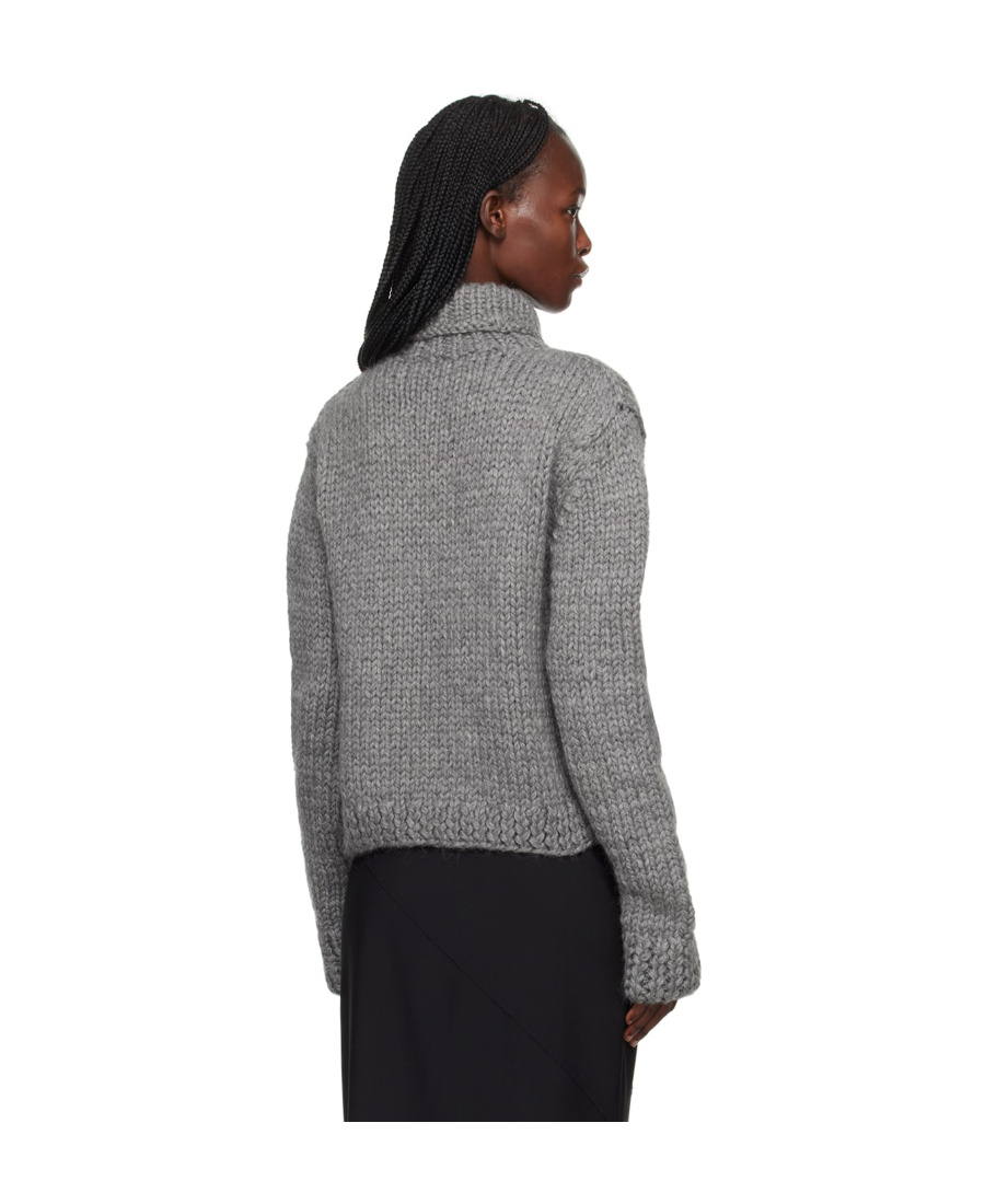 Jil Sander Gray Jacquard Turtleneck In Gray