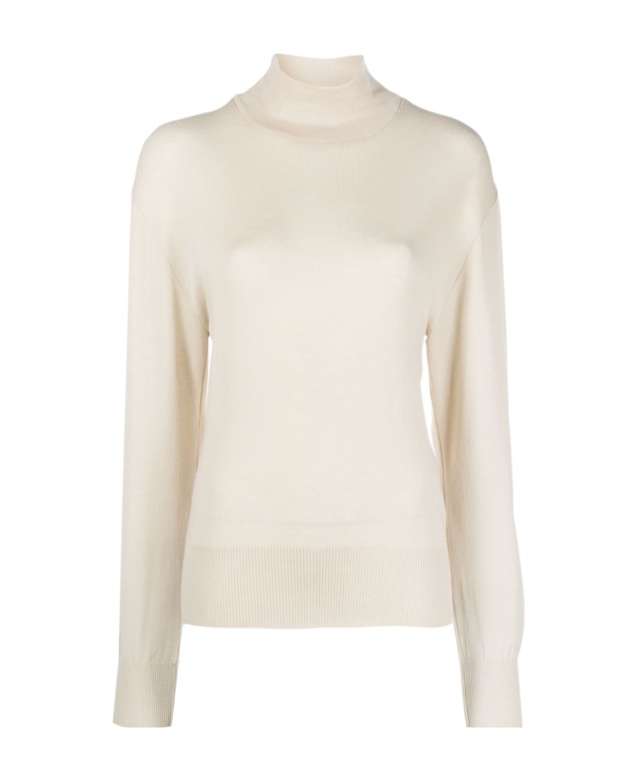 Lemaire Funnel-neck Wool Jumper In White