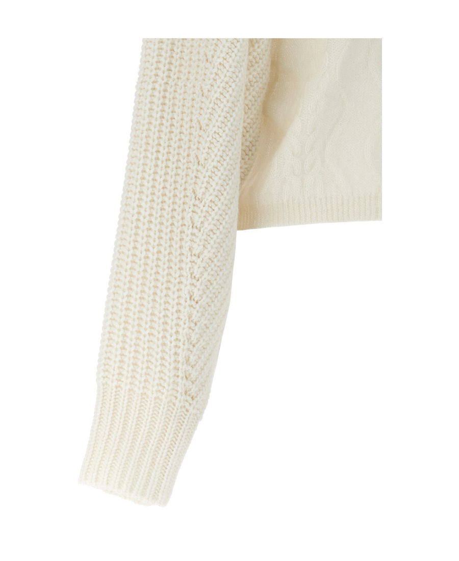 Shop Fabiana Filippi Crewneck Cable-knit Jumper In White