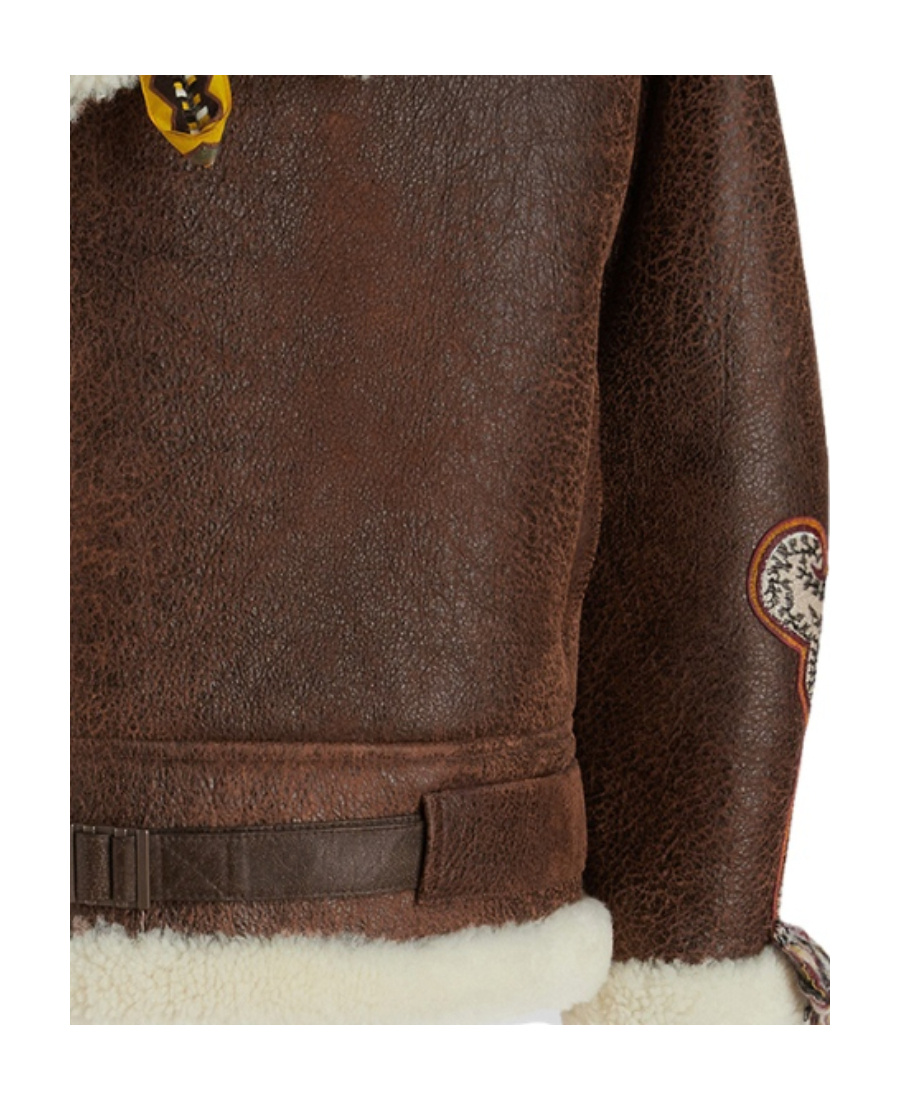 Etro Gina Embroidered Shearling Jacket In Brown