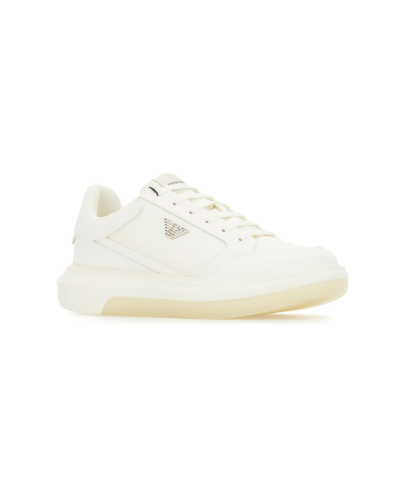 Emporio Armani Logo-plaque Platform Sneakers In White
