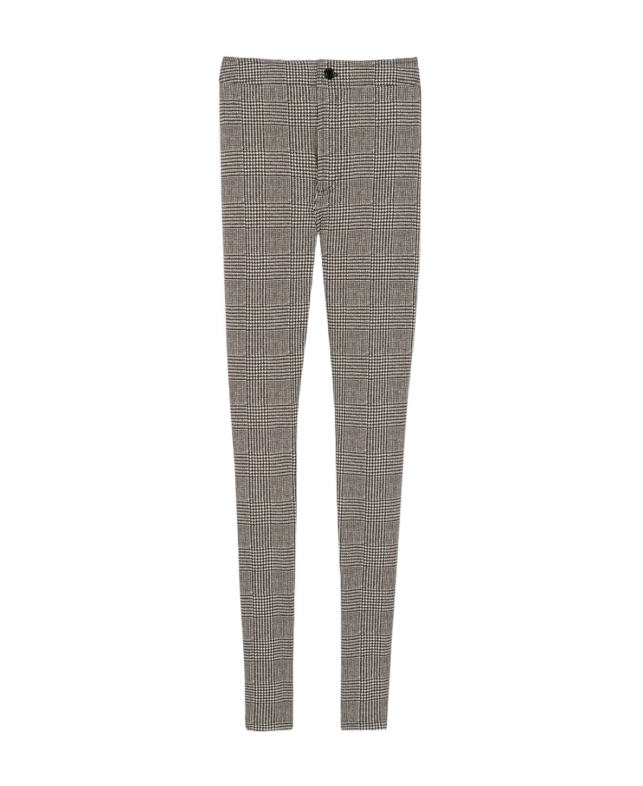 Saint Laurent Check-patterned Skinny Trousers In Gray